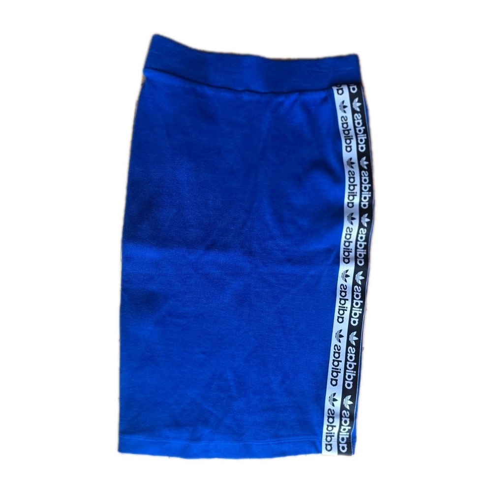NWT Adidas Originals Knit Pencil Skirt Royal Blue Trefoil Tape ED7421 Size [XS]